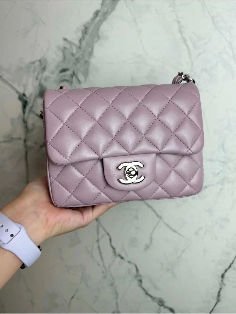 Chanel Dusty Mauve  Lambskin Mini Square Crossbody